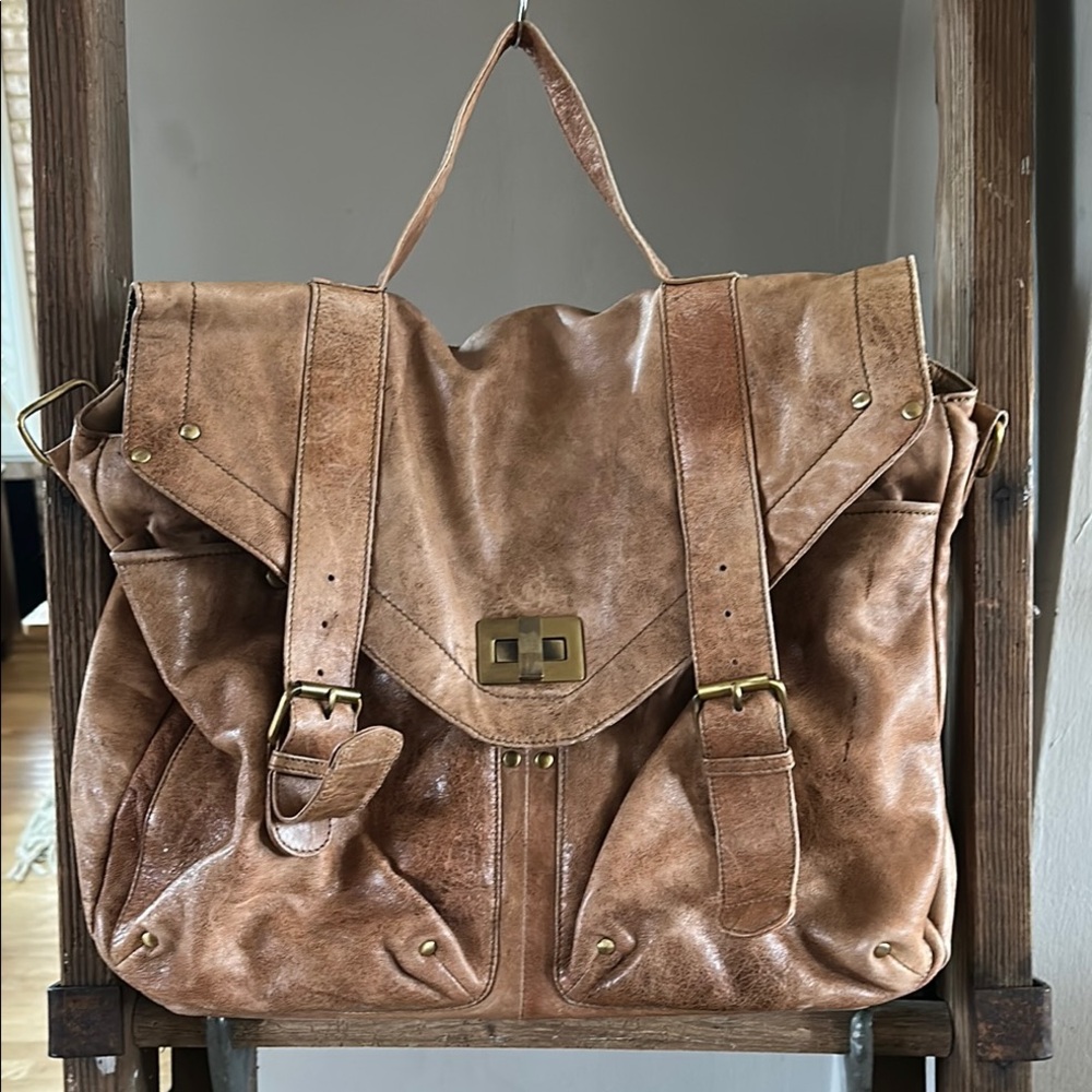 MSB MAGIC STROLLER BAG DISTRESSED LEATHER BABY BAG MESSENGER FRANCE